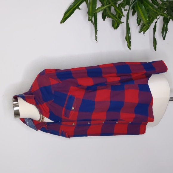 Jachs Girlfriend Plaid Shirt Red, Blue Size Small - Picture 3 of 10